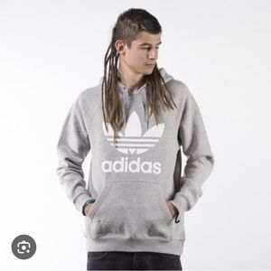 Adidas Originals Men’s 3Foil Hoodie Sweatshirt melange grey / white AY6472